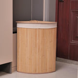 Maxbell Corner Bamboo Laundry Basket Washing Clothes Basket for Closet Home Playroom Beige