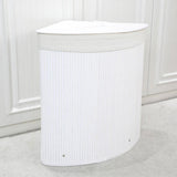 Maxbell Corner Bamboo Laundry Basket Foldable with Lid for Utility Room Nursery Dorm