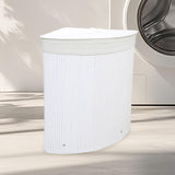 Maxbell Corner Bamboo Laundry Basket Foldable with Lid for Utility Room Nursery Dorm