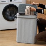 Maxbell Bamboo Laundry Basket Portable Storage Basket Bins for Bathroom Dorm College Gray