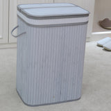 Maxbell Bamboo Laundry Basket Portable Storage Basket Bins for Bathroom Dorm College Gray