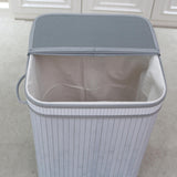 Maxbell Bamboo Laundry Basket Portable Storage Basket Bins for Bathroom Dorm College Gray