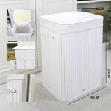 Maxbell Bamboo Laundry Basket Portable Storage Basket Bins for Bathroom Dorm College White