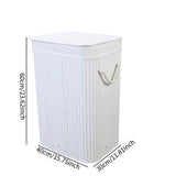 Maxbell Bamboo Laundry Basket Portable Storage Basket Bins for Bathroom Dorm College White