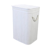 Maxbell Bamboo Laundry Basket Portable Storage Basket Bins for Bathroom Dorm College White