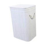 Maxbell Bamboo Laundry Basket Portable Storage Basket Bins for Bathroom Dorm College White