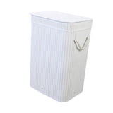 Maxbell Bamboo Laundry Basket Portable Storage Basket Bins for Bathroom Dorm College White