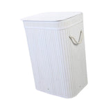Maxbell Bamboo Laundry Basket Portable Storage Basket Bins for Bathroom Dorm College White