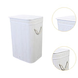 Maxbell Bamboo Laundry Basket Portable Storage Basket Bins for Bathroom Dorm College White