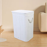Maxbell Bamboo Laundry Basket Portable Storage Basket Bins for Bathroom Dorm College White