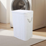Maxbell Bamboo Laundry Basket Portable Storage Basket Bins for Bathroom Dorm College White