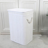 Maxbell Bamboo Laundry Basket Portable Storage Basket Bins for Bathroom Dorm College White