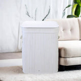 Maxbell Bamboo Laundry Basket Portable Storage Basket Bins for Bathroom Dorm College White