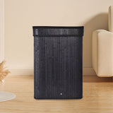 Maxbell Bamboo Laundry Basket Portable Storage Basket Bins for Bathroom Dorm College Black