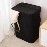 Maxbell Bamboo Laundry Basket Portable Storage Basket Bins for Bathroom Dorm College Black