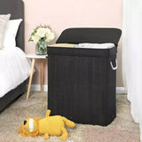 Maxbell Bamboo Laundry Basket Portable Storage Basket Bins for Bathroom Dorm College Black
