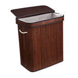 Maxbell Bamboo Laundry Basket Portable Storage Basket Bins for Bathroom Dorm College Brown