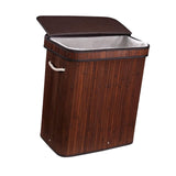 Maxbell Bamboo Laundry Basket Portable Storage Basket Bins for Bathroom Dorm College Brown
