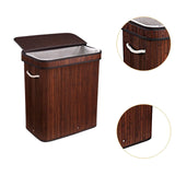 Maxbell Bamboo Laundry Basket Portable Storage Basket Bins for Bathroom Dorm College Brown