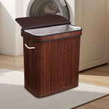 Maxbell Bamboo Laundry Basket Portable Storage Basket Bins for Bathroom Dorm College Brown