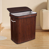 Maxbell Bamboo Laundry Basket Portable Storage Basket Bins for Bathroom Dorm College Brown