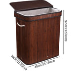 Maxbell Bamboo Laundry Basket Portable Storage Basket Bins for Bathroom Dorm College Brown