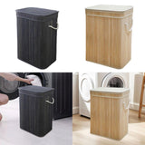 Maxbell Bamboo Laundry Basket Portable Dirty Clothes Hamper for Nursery Bedroom Dorm Dark Gray