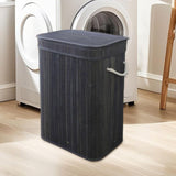 Maxbell Bamboo Laundry Basket Portable Dirty Clothes Hamper for Nursery Bedroom Dorm Dark Gray