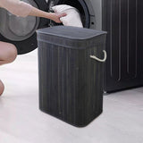 Maxbell Bamboo Laundry Basket Portable Dirty Clothes Hamper for Nursery Bedroom Dorm Dark Gray