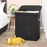 Maxbell Bamboo Laundry Basket Portable Dirty Clothes Hamper for Nursery Bedroom Dorm Dark Gray