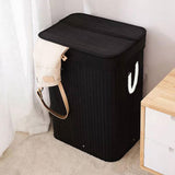 Maxbell Bamboo Laundry Basket Portable Dirty Clothes Hamper for Nursery Bedroom Dorm Dark Gray