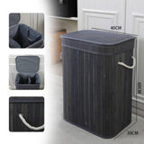 Maxbell Bamboo Laundry Basket Portable Dirty Clothes Hamper for Nursery Bedroom Dorm Dark Gray