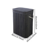 Maxbell Bamboo Laundry Basket Portable Dirty Clothes Hamper for Nursery Bedroom Dorm Dark Gray