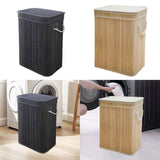 Maxbell Bamboo Laundry Basket Portable Dirty Clothes Hamper for Nursery Bedroom Dorm Dark Gray