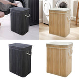 Maxbell Bamboo Laundry Basket Portable Dirty Clothes Hamper for Nursery Bedroom Dorm Dark Gray