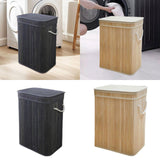 Maxbell Bamboo Laundry Basket Portable Dirty Clothes Hamper for Nursery Bedroom Dorm Dark Gray