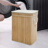 Maxbell Bamboo Laundry Basket Portable Dirty Clothes Hamper for Nursery Bedroom Dorm Wood