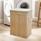 Maxbell Bamboo Laundry Basket Portable Dirty Clothes Hamper for Nursery Bedroom Dorm Wood