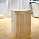 Maxbell Bamboo Laundry Basket Portable Dirty Clothes Hamper for Nursery Bedroom Dorm Wood