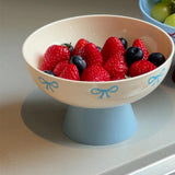 Maxbell Fruit Bowl Kitchen Counter Candy Plate High Footed Multipurpose Serving Tray Yellow