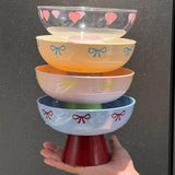 Maxbell Fruit Bowl Kitchen Counter Candy Plate High Footed Multipurpose Serving Tray Pink