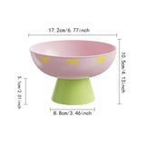 Maxbell Fruit Bowl Kitchen Counter Candy Plate High Footed Multipurpose Serving Tray Pink