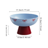 Maxbell Fruit Bowl Kitchen Counter Candy Plate High Footed Multipurpose Serving Tray Blue