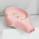 Maxbell Ceramic Soap Dish Lovely Box Case with Self Draining for Bar Counter Kitchen