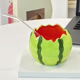 Maxbell Ceramic Watermelon Bowl Creative Dessert Fruit Bowl for Food Appetizer Fruit