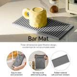 Maxbell 2x Silicone Bar Mat Non Slip Coffee Mat for Farmhouse Counter Top Bartending Gray