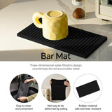 Maxbell 2x Silicone Bar Mat Non Slip Coffee Mat for Farmhouse Counter Top Bartending Black