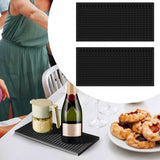 Maxbell 2x Silicone Bar Mat Non Slip Coffee Mat for Farmhouse Counter Top Bartending Black