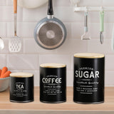 Maxbell 3x Canister Sets for Kitchen Counter Large Canisters Set for Kitchen Counter Black
