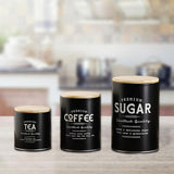 Maxbell 3x Canister Sets for Kitchen Counter Large Canisters Set for Kitchen Counter Black